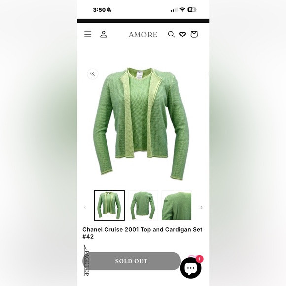 Chanel Cashmere Vintage Light Green/Teal Thread 🧵 Short-Sleeve Knit Top - Picture 12 of 12